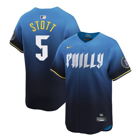 Men's Philadelphia Phillies #5 Bryson Stott Nike Blue 2024 City Connect Limited Player Jersey